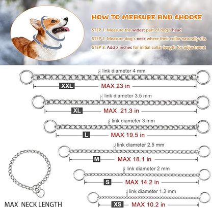 TagME Chain Choke Collar for Dogs, Adjustable Weather Proof Necklace for Extra Large Dogs, Alloy Steel Pet Training Collar