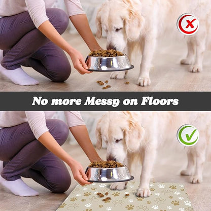 Dog Food Mat, Absorbent Water Bowl Mats Cat Pet Feeding Placemats Beige 17 * 30 inch
