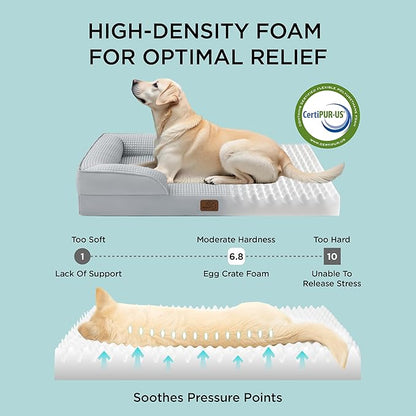 Bedsure XL Orthopedic Dog Bed for Extra Large Dogs - Washable XLarge Dog Cat Bed Waterproof, Comfort Dogs Couch Sofa with Washable Removable Cover, Pet Bed with Nonskid Bottom, Cooling Grey, 42"