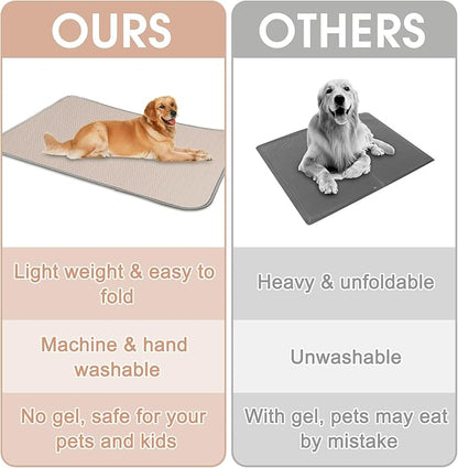 Summer Dog Cooling Mat Washable Ice Silk Self Cool Pad for Small Medium Large Dogs and Cats, Pet Sleeping Pad for Crate, Bed, Indoor & Outdoor Floor, Car Seats