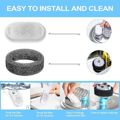 Cat Water Fountain Filter for Stainless Steel 108oz/3.2L& 67oz/2L Automatic Pet Water Dispenser Fountian Replacement Filter with Sponges, white-16