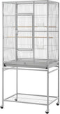 Topeakmart 53.5inch Height Large Bird Cage Extral Space Parrot Cage with Wooden Perch & Stand for Conures Parakeets Budgies, Light Gray