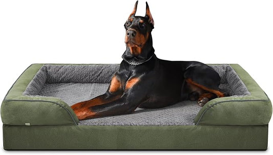 INVENHO Orthopedic Dog Bed for Extra Large Dogs, XXL Egg-Crate Foam Dog Couch with Washable Removable Cover, Waterproof Lining and Nonskid Bottom