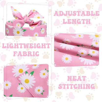 4Pcs Floral Dog Bandanas Girl Large Daisy Triangle Scarf Reversible Spring Bibs Handkerchief Cute Flower Bandanas for Large Dogs Pets