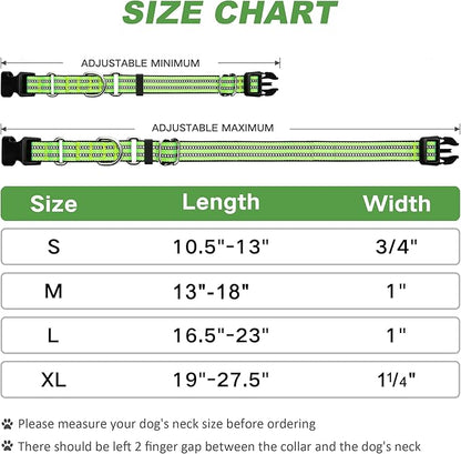 Martingale Dog Collar, Adjustable Nylon Reflective Collar with Buckle No Pull Dog Collar for Small Medium Large Dogs (Lime Green Medium)