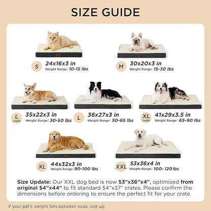 Bedsure Dog Beds Large Sized Dog - Comfy Flat Pet Beds with Removable Washable Cover, Orthopedic Egg Crate Foam Puppy Mat, Suitable for Pet Up to 65 lbs