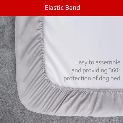 Waterproof Dog Bed Covers Replacement Washable Pet Hair Easy to Remove, Noiseless Quilted Puppy Pet Bed Cover Lovely Grey Star Print 29x41 Inches, for Dog/Cat, Cover Only