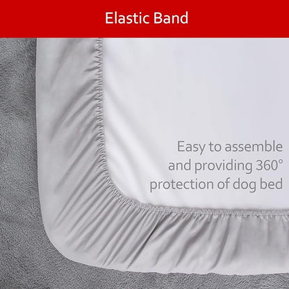 Waterproof Dog Bed Covers Replacement Washable Pet Hair Easy to Remove, Noiseless Quilted Puppy Pet Bed Cover Lovely Grey Star Print 27x36 Inches, for Dog/Cat, Cover Only