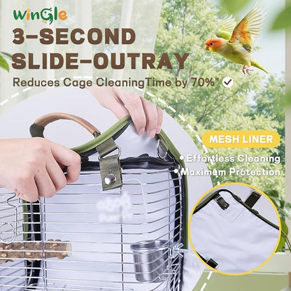 Bird Carrier Travel Cage 12in Small Bird Cage 4 in 1 Bird Backpack with Perch Parakeet Cage Durable Stainless Steel Frame Breathable & Portable, for Green Cheek, Cockatiel, Parrot