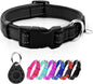 azuza Reflective Dog Collar with Airtag Holder, Soft Neoprene Padded Pet Collar with ID Tag Ring, Adjustable for Medium Dogs,Black,M