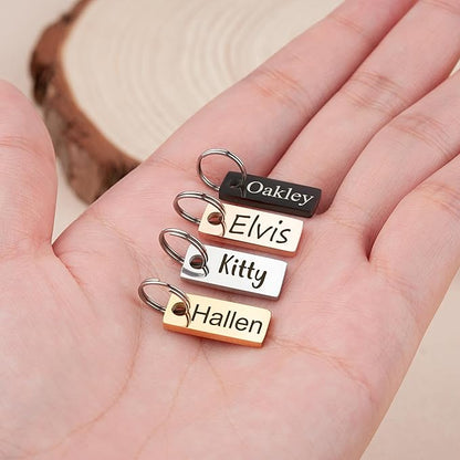 Anavia Small Size Dog Cat ID Tags, Small/XS Personalized Color Plated Stainless Steel Puppy Kitten Name Tags, Customized Engraved Nameplate Pet Collar Tag (Gold, XS-Rectangle)