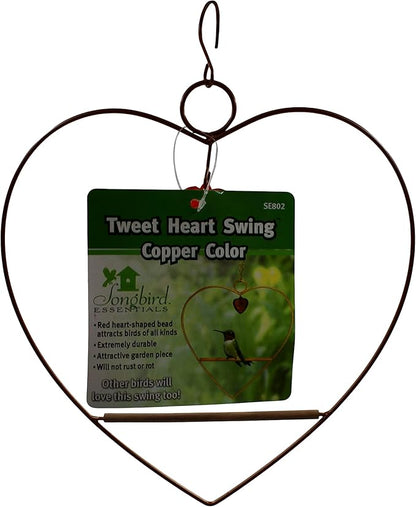 Songbird Essentials Hummingbird Swing - Tweet Heart Birdie Swing - Copper Color Hummingbird Perch