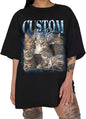 AWE-CREATIVES Custom Bootleg Shirts - Pet & Cat Vintage Washed Tees, Photo & Text Personalized