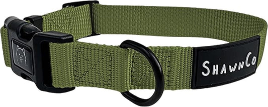 ShawnCo Dream Walk Dog Collar- Premium, Adjustable and Comfortable Pet Collar for Small, Medium, Large and Extra Large Dogs (M, Olive Green)
