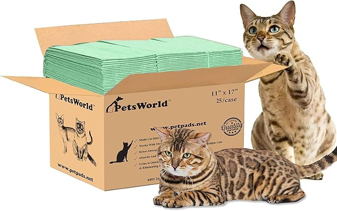 PetsWorld Universal Fit Multi-Cat Pad Refills for Litter Box, Ultra-Absorbent, Odor Control, Pack of 25