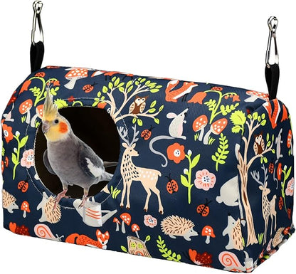 ShuRung Parrot Cockatiel Warm House Bird Nest Bed Winter Hanging Hammock Birds Sleeping Bed Parrot Hideway Bed Polyester Fabric for Parrot Parakeet Cockatiels Budgies Lovebird African Grey (S)