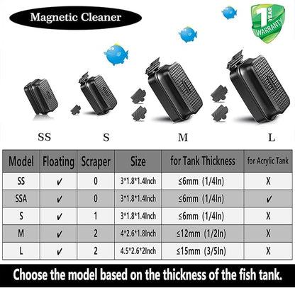Carefree Fish Aquarium Super Strong Magnetic Cleaner for Glass Fish Tank Magnet Brush with Algae Scrapers Floating
