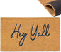 Assaoy Hey Y'all Coir Door Mat Outside Entrance,Funny Doormats with Heavy Duty Backing,Welcome Embroidered Floor Mat Entrance Rubber Indoor Easy to Clean Christmas New Year Home Decor 30”x18”