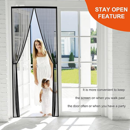 Fiberglass Magnetic Screen Door Fit Door Size 40 x 83 in- Heavy Duty Fiberglass Screen Door Mesh for Interior Door, Patio and Sliding Doors - Door Screen Magnetic Closure Let Fresh Air in