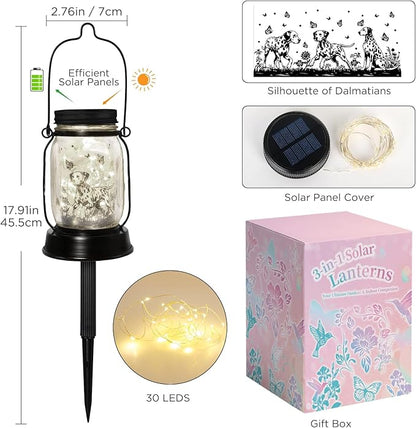 Dalmatian Gifts for Women/Men Dalmatian Solar Lanterns Mom Birthday Spotted Dog Lovers Lantern Pet Loss Firehouse Dog Memorial Lights Solar Garden Decoration for Yard, Patio,Backyard,Porch Torches