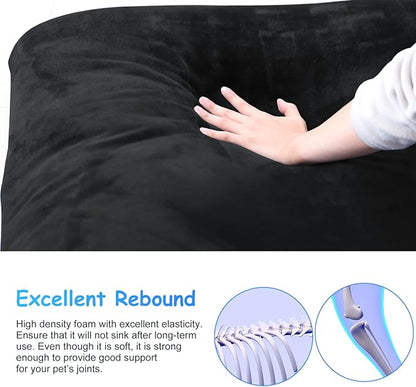 Magic Dog Super Soft Extra Large Dog Bed, 47 Inches Jumbo Orthopedic Foam Pet Beds with Anti Slip Bottom, Dog Sleeping Mattress with Removable and Washable Cover, Dark Grey XL