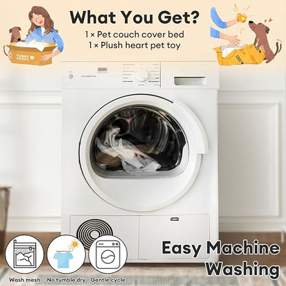 FUNNY FUZZY Pet Fluffy Fuzzy Calming Dog Couch Bed Sofa Protector Washable Pets Mat for Large Medium Small Dogs and Cats (Tie-dye Grey, 37"×31"×5.5")