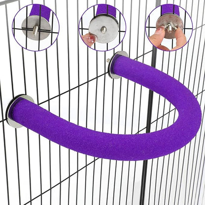 RYPET Parrot Perch Rough-surfaced - Quartz Sands Bird Cage Perches for Medium to Large Bird, U Shape Purple Small