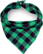 Christmas Plaid Dog Bandana with Button, Fall Dual Layer Scarf Soft Cotton Triangle Bib Girls and Boys Kerchief Adjustable Accessories for Small Medium Large Extra Large Dog Puppy Pet Cat