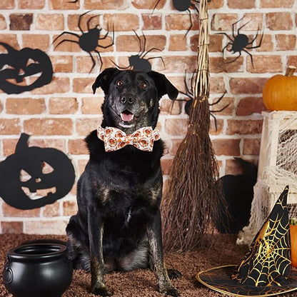 Dog Collar - Thanksgiving Turkey Bowtie Gift Soft Bow Collar with Adjustable Metal Buckle for X-Large Dogs