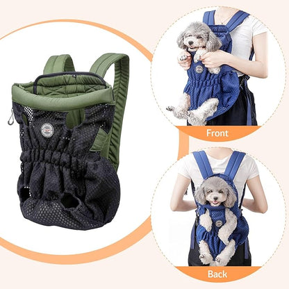 Dog Carrier Backpack, Pet Front Carrier Backpack Legs Out Dog Chest Carrier for Small Medium Dogs, Hands-Free Cat Backpack Carrier Dog Travel Backpack Airline Approved Hiking Bike Motorcycle