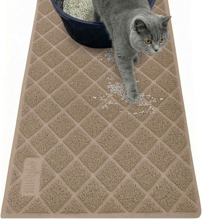 GORILLA GRIP Cat Litter Box Mat, Water Resistant, US Designed Kitty Litter Trapping Mats, Easy to Clean, Scatter Control, Less Mess and Clean Floors, Kitten Supplies for Indoor Cats, 30x20 Beige