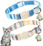 DOGWONG Cat Collar, 2 Blue Plaid Pack, Breakaway with Bell, Safety Buckle, Adjustable 7-12 Inch, Perfect Fit for Cats & Small Dogs