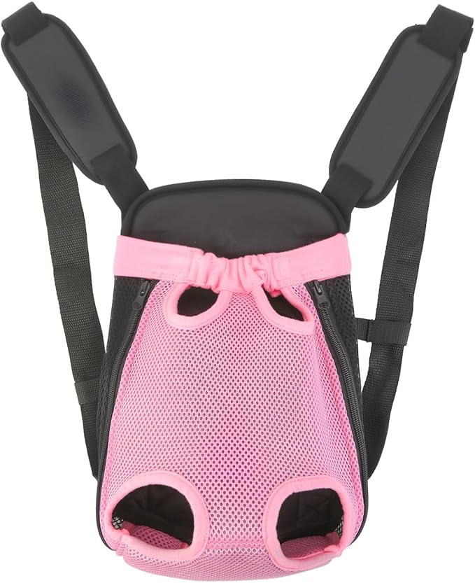 Inspack Dog Backpack Carrier/Cat Carrier, Adjustable Pet Front Carriers Travel Bag for Puppy Medium Dogs, Legs Out, Soft Ventilated Doggie Chest Carry Backpacks for Hiking/Camping, 7-11 lbs, Pink
