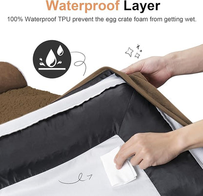 Small Dog Bed Orthopedic Washable: Beds Bolster Small Sized Dogs Cats Bed Egg Crate Foam Couch Sofa Waterproof with Removable Cover - Dark Coffee