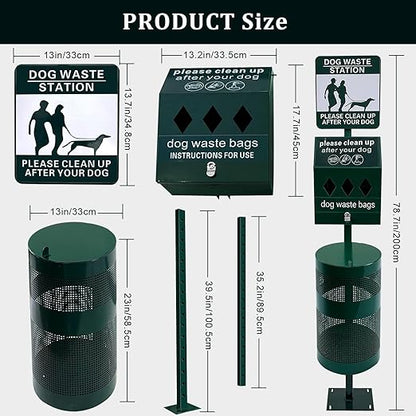 Dog Waste Station, 12 Gallons Pet Waste Bin, Outdoor Dog Waste Disposal System, for Backyard Commercial Park