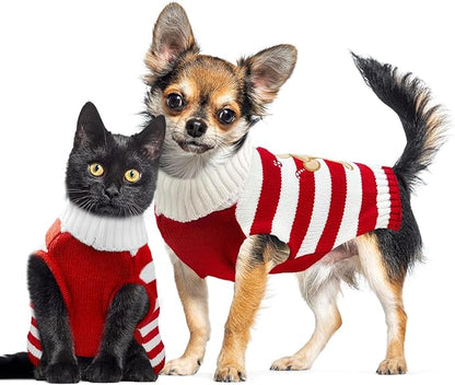 Dog Christmas Sweater Xmas Pet Clothes Cute Striped Gingerbread Man Costume Holiday Puppy Cat Jumpers Outfits New Year Gifts for Small Medium Large Dogs(Red Gingerbread Man,XL)