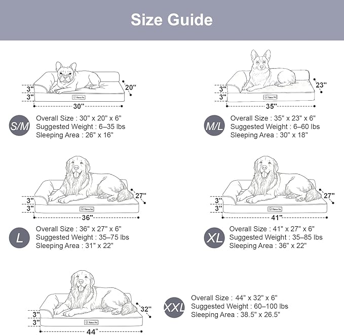 Orthopedic Dog Bed Medium Size Dog, Memory Foam Dogs Bed for Medium Dogs, Washable Removable Cover, Nonskid Bottom, Waterproof, for Indoor, Outdoor, Crate ＆ Car Use, 35x23x6 Inches, Dark Grey