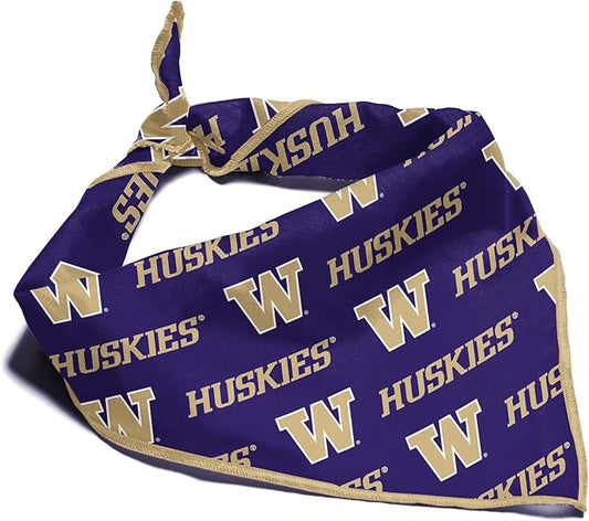 Washington Huskies Officially Licensed Bandana for Dogs and Cats | Fits Pets Great Gift Idea | Easy-to-Tie (Large, 28")