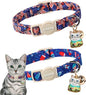 Cat Collar,2 Pack 4th og July Cat Collars Breakaway with Bell, DOGWONG Safety Buckle Cat Collar for Girl Boy Cats and Small Dogs，Adjustable 7-12 Inch,Pet Supplies Accessories