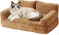 Plush Cat Couch Bed - Cat Bed for Indoor Cats, Dog Sofa Bed, Short Rabbit Fleece Calming Pet Couch with Removable Cover, Anti-Shedding Pet Sofa for Small/Medium Pets (26×18×12in, Brown)
