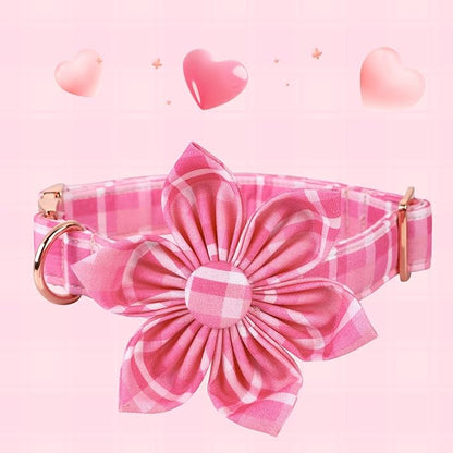 Lionheart Glory Dog Collar, Pink Dog Collar with Flower, Cute Floral Pattern Pet Collar Adjustable Pet Collar for Medium Dogs