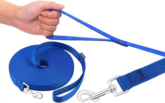 AmaGood Dog/Puppy Obedience Recall Training Agility Lead-15 ft 20 ft 30 ft 50 ft Long Leash-for Dog Training,Tie Out,Play,Safety,Camping (30 feet, Blue)