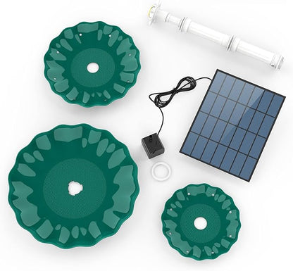 AISITIN 3 Tiered Bird Bath with 3.5W Solar Pump, DIY Solar Fountain Detachable and Suitable for Bird Bath, Garden Decoration, Outdoor Bird Feeder