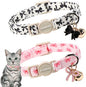 2 Pack Cotton Breakaway Cat Collar Pink and Black Heart Shaped Pendant Cute Kitten Cat Collar with Bell,Adjustable 7-12 Inch,Pet Supplies Accessories