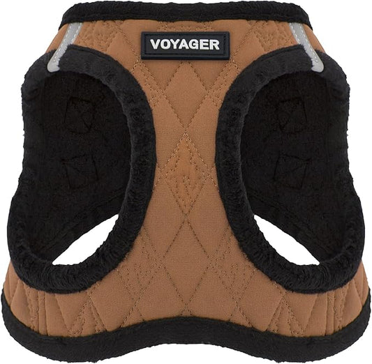 Best Pet Supplies - All Weather Plush, Reflective, No Pull Harness for Small, Medium Dogs, Cats - Secure with Hook & Loop Fastener, Buckle, Double D-Rings - Beige Plush, XL