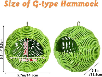 BNOSDM Rattan Parrot Nesting House Bird Nest Parakeet Hanging Swing Soft Lovebird Warm Bed Sleeping for Parrots Bird Cage Accessories for Cockatiels Budgerigars Finches Canaries (Green)