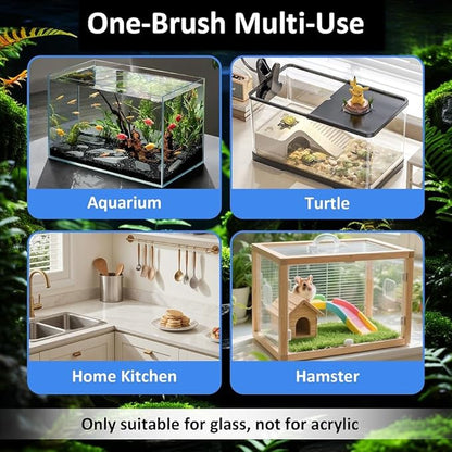 Fish Tank Cleaner with Five Sided Sponge Brush and Long Handle Aquarium Scrubber Alage Scraper for Glass Aquariums Terrarium Home Kitchen(2Pack)