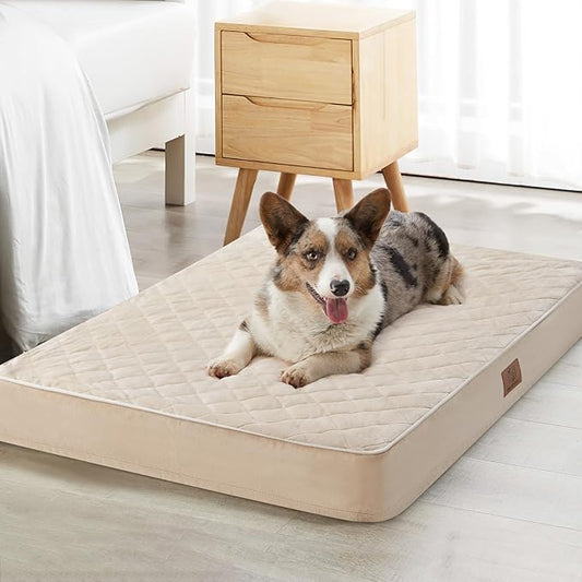 WNPETHOME Orthopedic Big Dog Beds Large Sized Dog, Waterproof Extra Large Dogs Bed with Removable Washable Cover, Multi-Needle Quilting Dogs Crate Bed