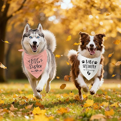 Big Sister&Baby Security in Training Dog Bandana, Dog Bandanas for Dogs Pet Accessories for Dogs Lovers Pregnancy Reveal Ideas, Soft Triangle Scarf for Small Medium Large Dogs (Big Sister Pink)