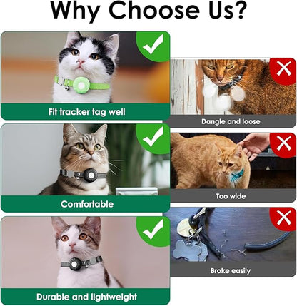 Cat Tracker, Pet Tracker for Cats, Cat GPS Tracker Collar with Safety Elastic Buckle, GPS Tracker Compatible with Apple Find My App (Only iOS), No Monthly Fee, Waterproof, Light Green